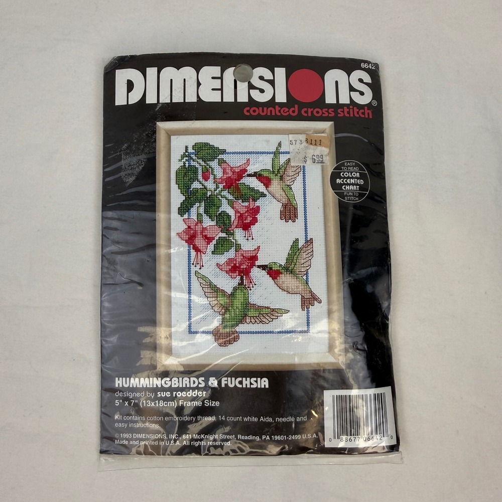 Dimensions Vintage Counted Cross Stitch Kit Hummingbirds & Fuchsia Vintage 1993